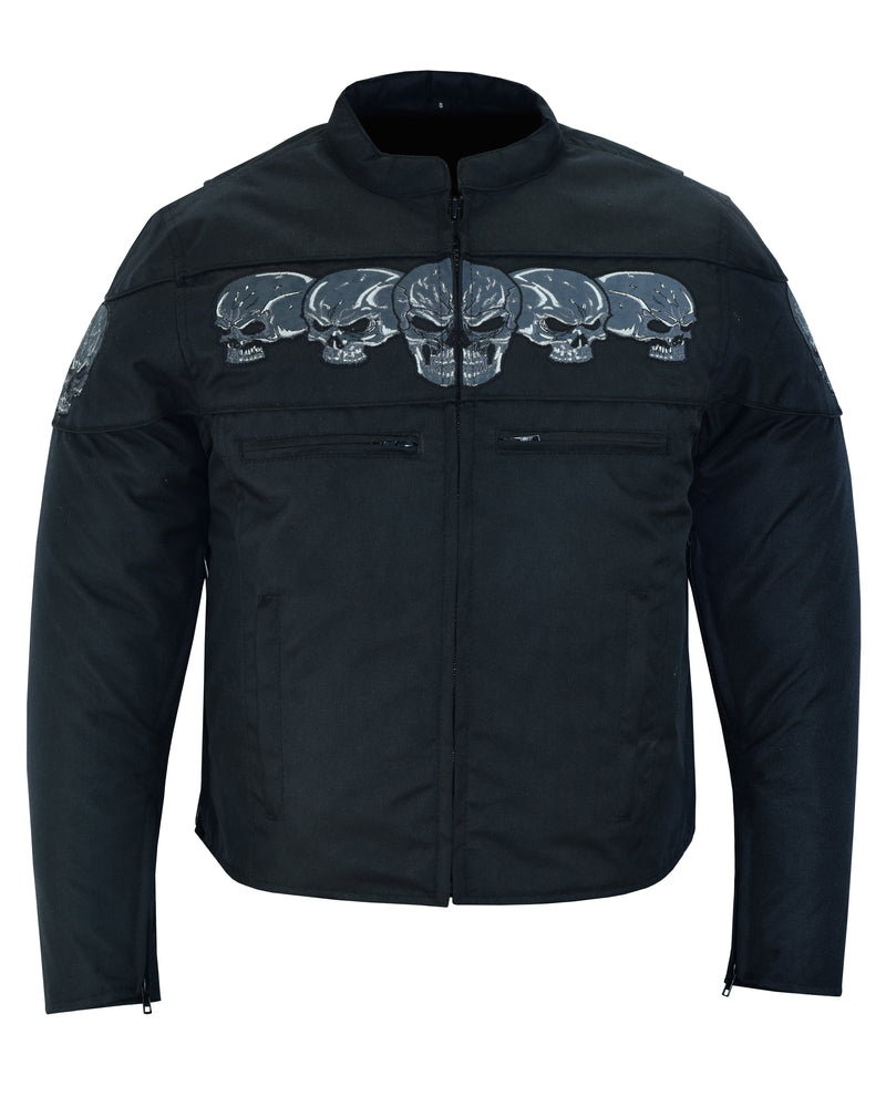 DS600 Men's Textile Scooter Style Jacket w/ Reflective Skulls Mens Textile Motorcycle Jackets Virginia City Motorcycle Company Apparel 