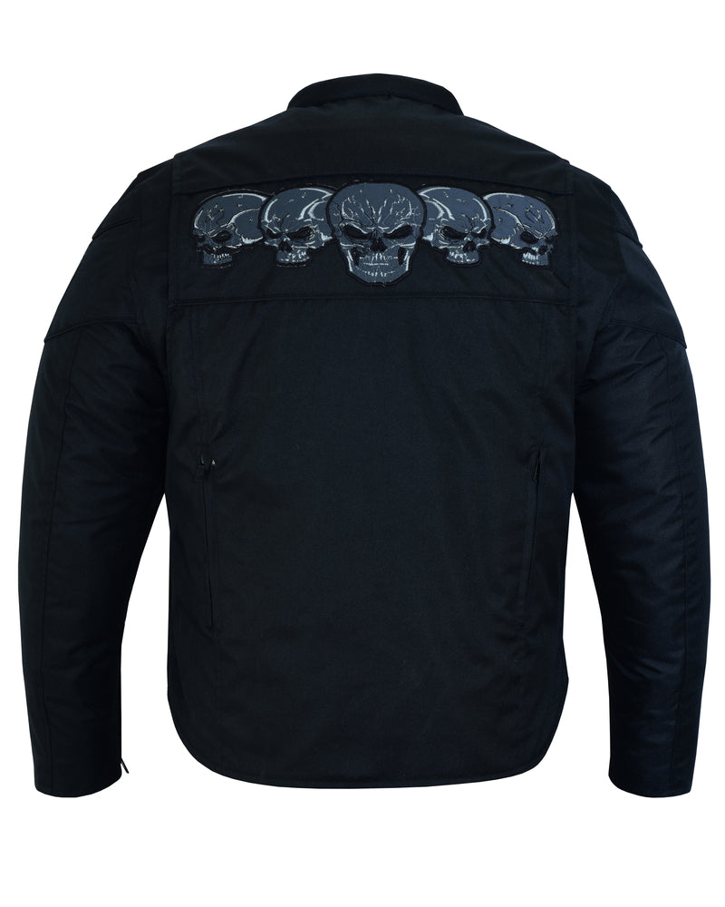 DS600 Men's Textile Scooter Style Jacket w/ Reflective Skulls Mens Textile Motorcycle Jackets Virginia City Motorcycle Company Apparel 