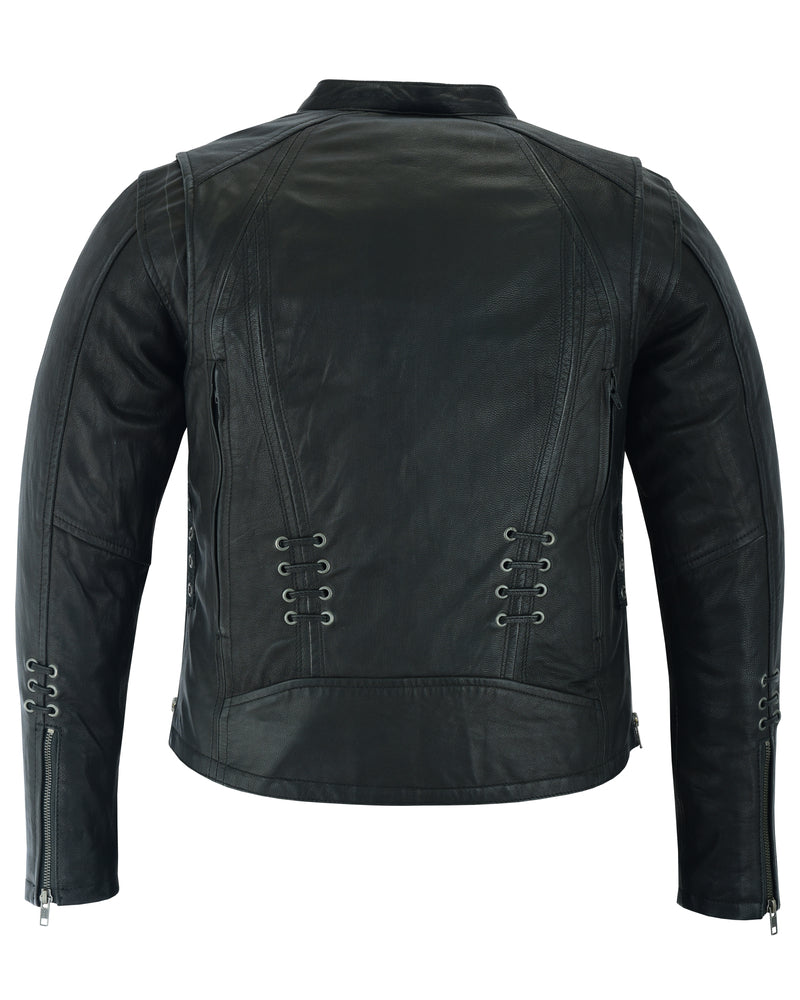 DS885 Women's Stylish Jacket with Grommet and Lacing Accents Women's Leather Motorcycle Jackets Virginia City Motorcycle Company Apparel 