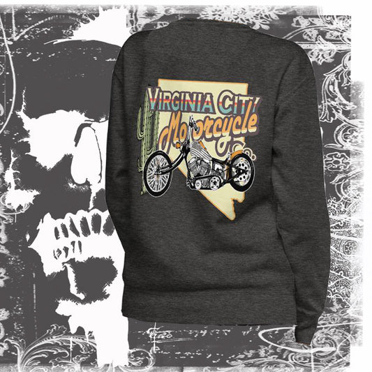 Retro Chopper Fleece Pullover Sweatshirt Virginia City Motorcycle Company Apparel 