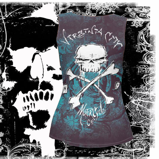 Skull & Cross Bone - Women's Skull Tank Top Ladies Tank Top Virginia City Motorcycle Company Apparel 