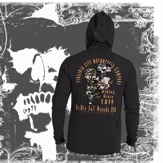 Pit Crew Skull Stack - Zip Up Hoodie Hoodie Virginia City Motorcycle Company Apparel 