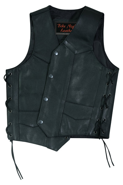 DS1726 Kids Traditional Style Side Lace Vest Kid's Leather Virginia City Motorcycle Company Apparel 