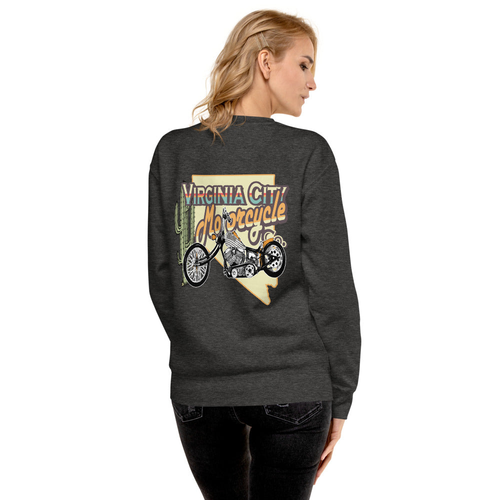 Retro Chopper Fleece Pullover Sweatshirt Virginia City Motorcycle Company Apparel 