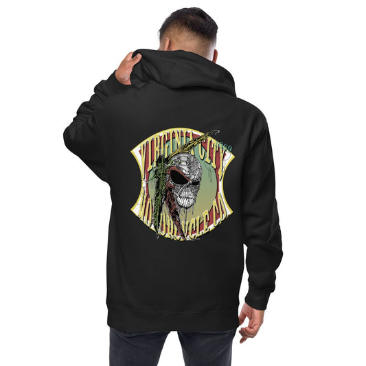 Indian Brave Skull - Fleece zip up hoodie Hoodie Virginia City Motorcycle Company Apparel 