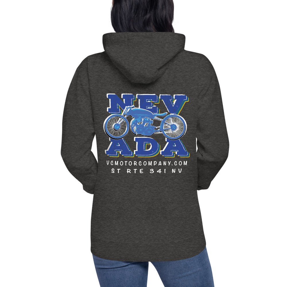 Nevada Blue and Grey Pullover Hoodie Hoodie Virginia City Motorcycle Company Apparel 