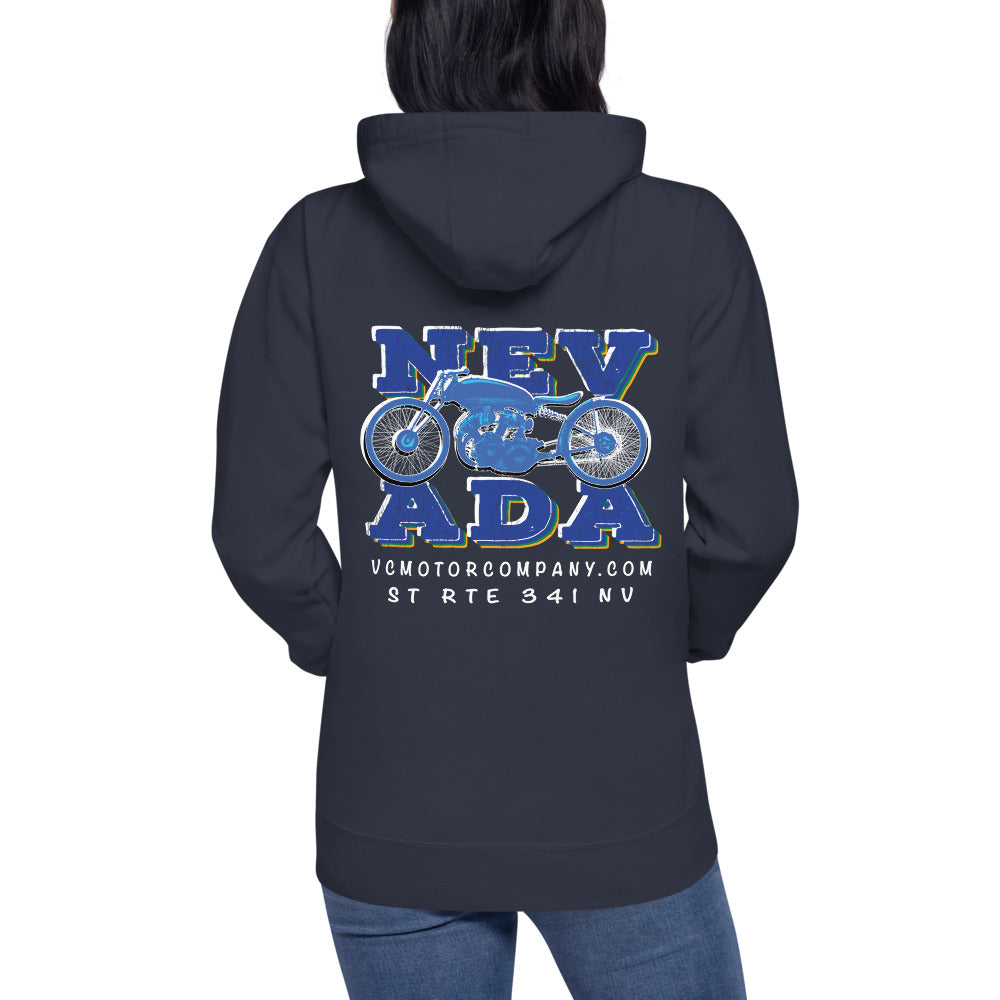 Nevada Blue and Grey Pullover Hoodie Hoodie Virginia City Motorcycle Company Apparel 