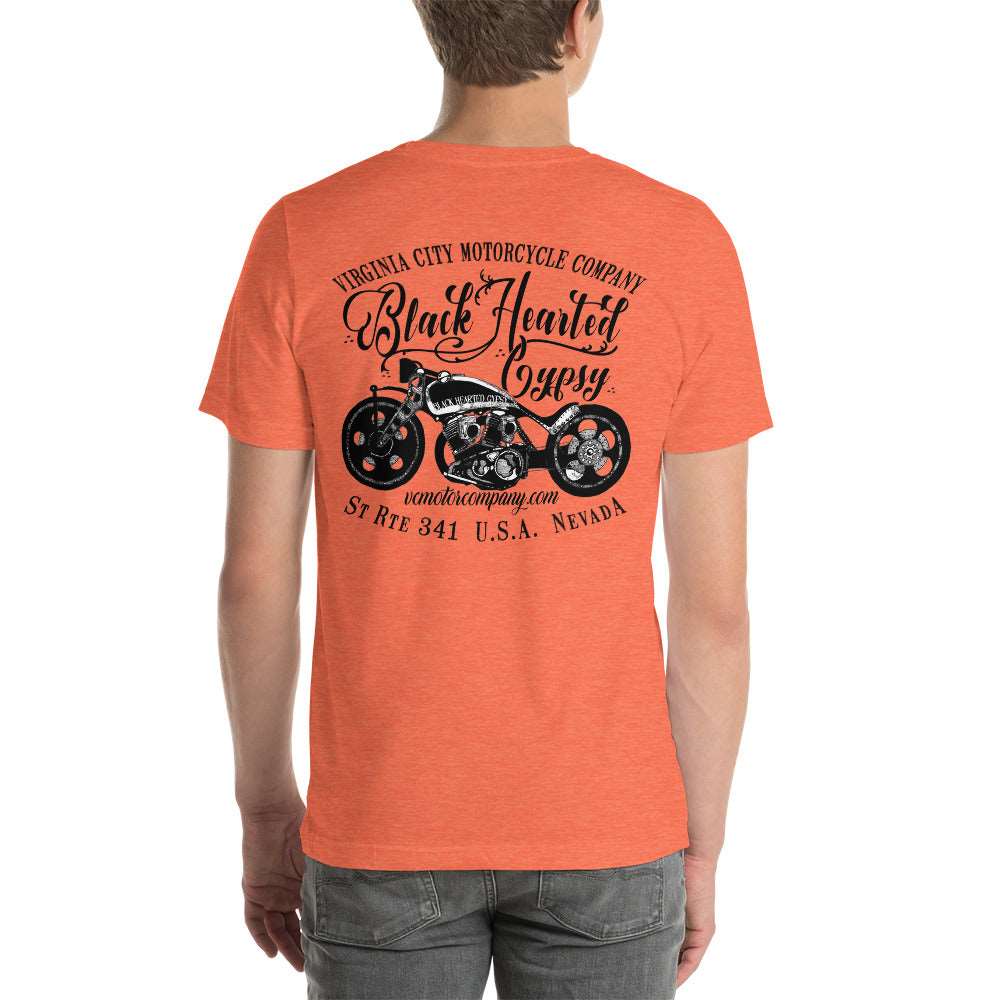 Black Hearted Gypsy Bike - Men's Biker Motorcycle T-Shirt Men's T-Shirt Virginia City Motorcycle Company Apparel 