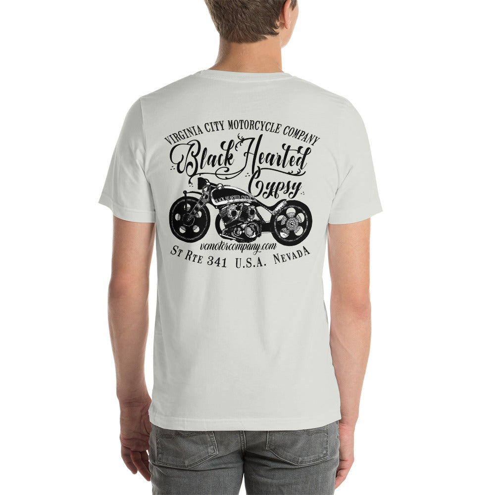 Black Hearted Gypsy Bike - Men's Biker Motorcycle T-Shirt Men's T-Shirt Virginia City Motorcycle Company Apparel 