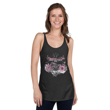 Plaid Girl Classic Bike - Ladies Racerback Tank Ladies Tank Top Virginia City Motorcycle Company Apparel 