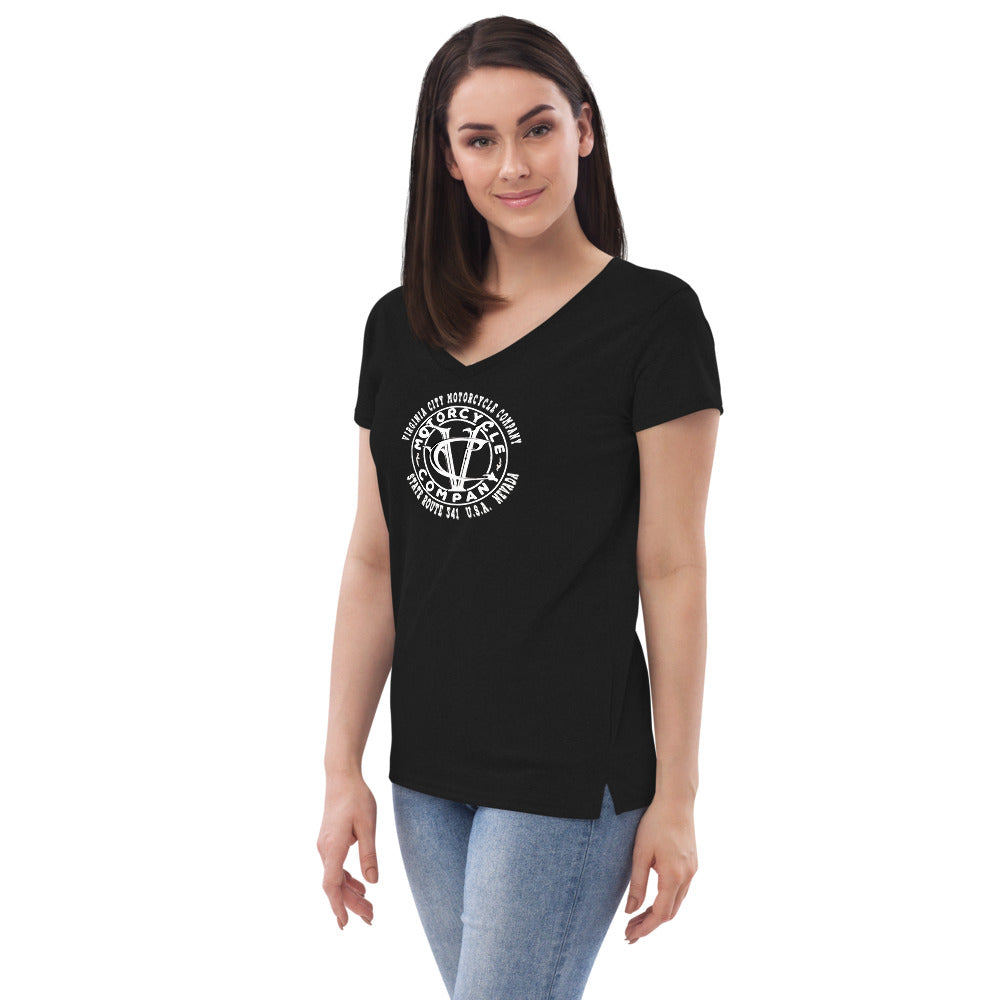 Nevada Blue and Grey Motorcycle Women’s V-Neck T-shirt Women's T-Shirts Virginia City Motorcycle Company Apparel 