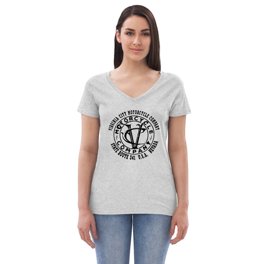 Born & Raised - Women’s Recycled V-Neck Motorcycle T-Shirt Ladies T-Shirt Virginia City Motorcycle Company Apparel 