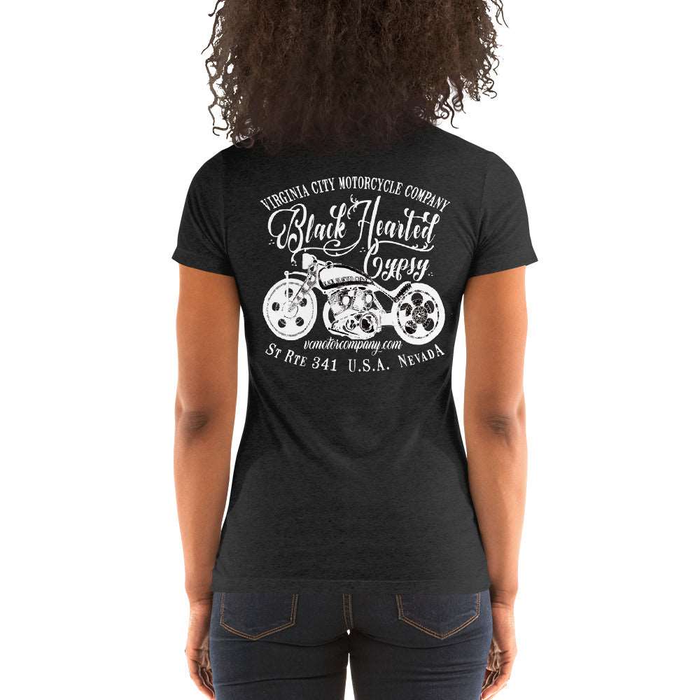 Black Hearted Gypsy Bike - Ladies' short sleeve motorcycle t-shirt Ladies T-Shirt Virginia City Motorcycle Company Apparel 